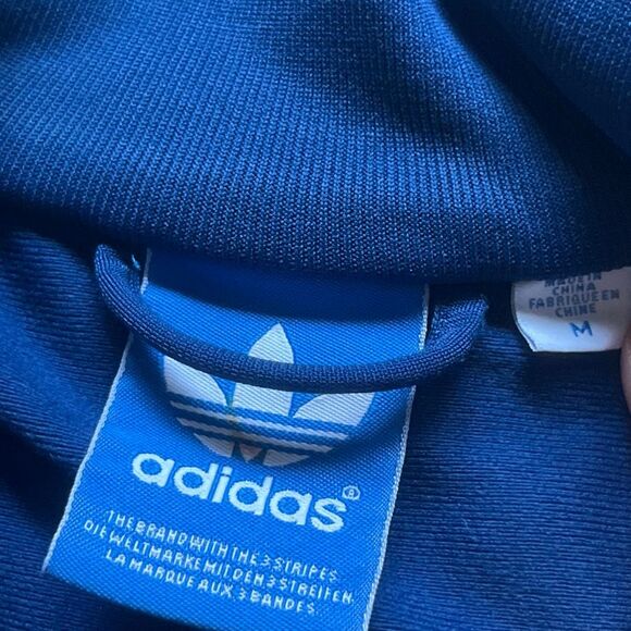 Vintage 1980s Adidas Tracksuit Zip Up Track Suit Jacket Size M Soccer Blue Red - Picture 3 of 12